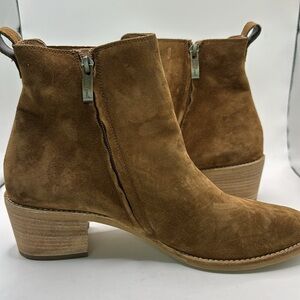 New Paul Green Nicole Bootie Antelope Soft Suede Tan Zip Up Boot Size 6.5 $